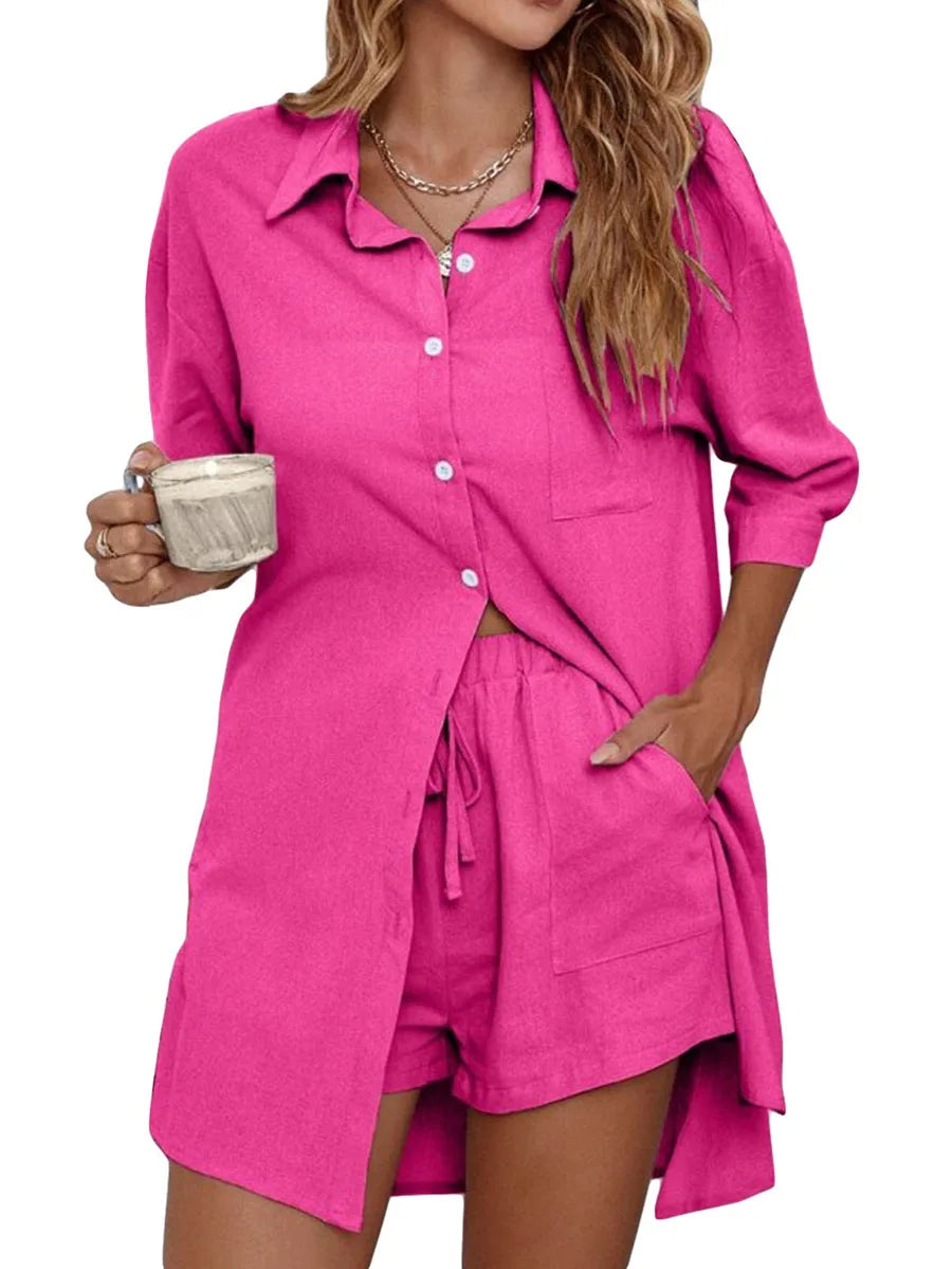 Women’s Casual 2 Piece Outfits Fashion Short Sleeve Set