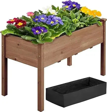Raised Garden Bed Elevated Wooden Planter Box Stand for Herbs Vegetables Flowers Outdoor Patio Deck