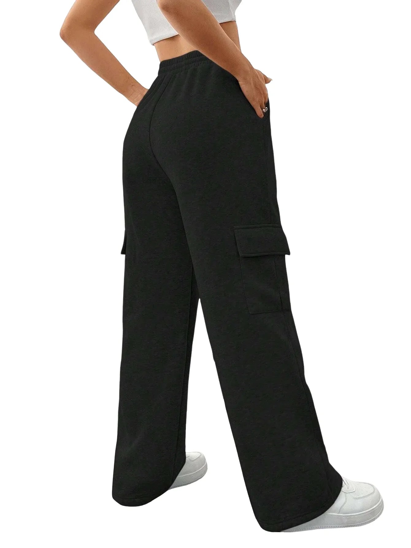 Women Running Cargo Sweatpants Baggy Wide Leg With Pockets