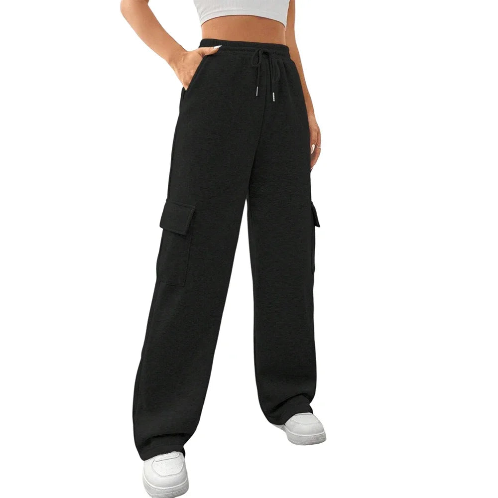 Women Running Cargo Sweatpants Baggy Wide Leg With Pockets