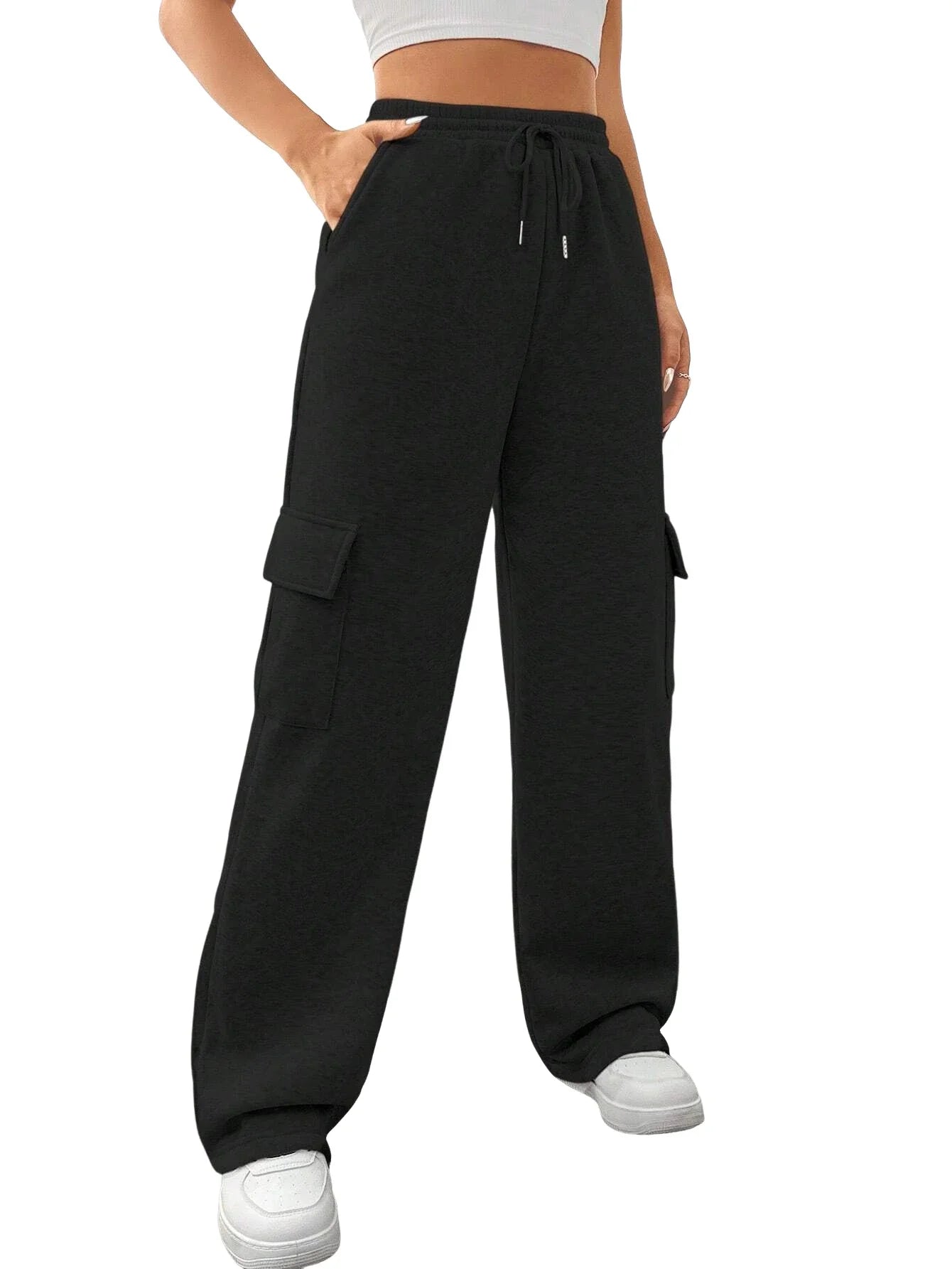 Women Running Cargo Sweatpants Baggy Wide Leg With Pockets