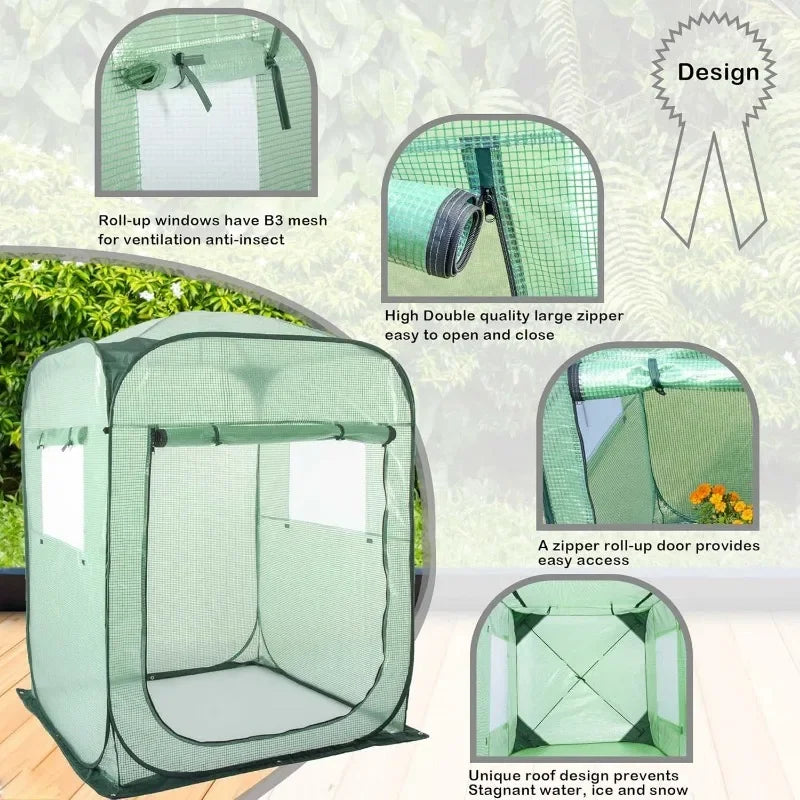 Pop Up Greenhouse Tent,Portable X-Large Walk-in Flower House ,Indoor Outdoor Gardening Plant Sunshine Room with PE Mesh Cloth