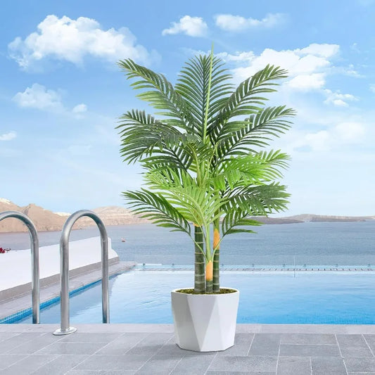 Tall Triple Golden Cane Palm Artificial Tree for Decor
