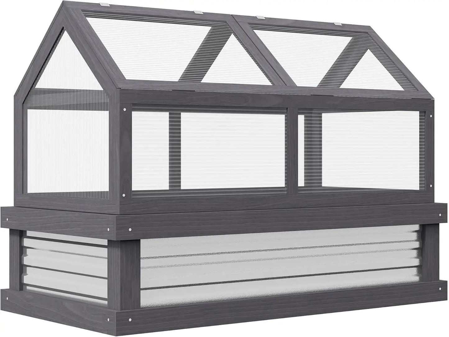 Raised Garden Bed with Polycarbonate Greenhouse, Wooden Garden Cold Frame Greenhouse, Flower Planter Protection, 48" x 24" x 32"