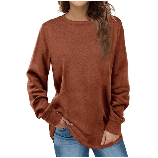 2024 Solid Color Casual Long Sleeve Women T-Shirts Oversize Tops