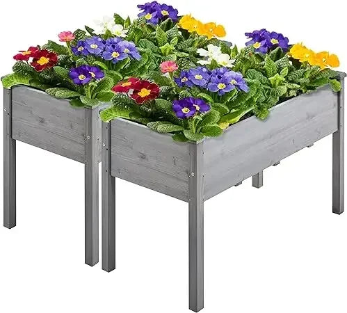 Raised Garden Bed Elevated Wooden Planter Box Stand for Herbs Vegetables Flowers Outdoor Patio Deck