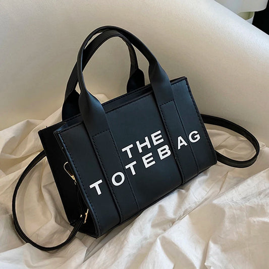 Women Messenger Bags Letters Printed Fashion Top-Handle Bags PU Leather Portable Casual Simple Adjustable Straps Female Tote Bag