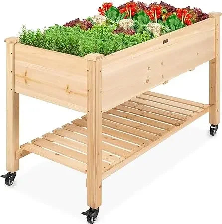 Raised Garden Bed Elevated Wooden Planter Box Stand for Herbs Vegetables Flowers Outdoor Patio Deck