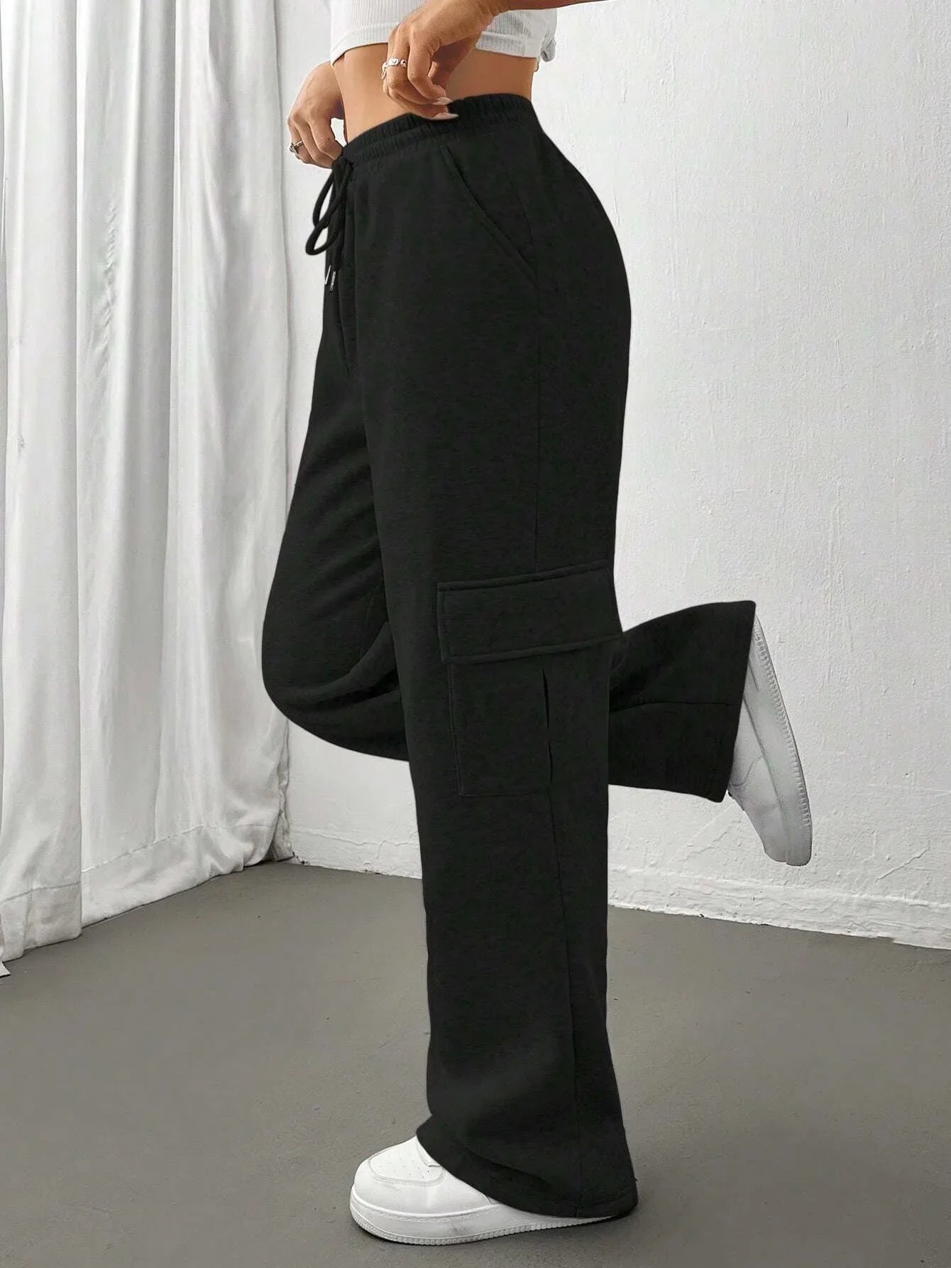 Women Running Cargo Sweatpants Baggy Wide Leg With Pockets