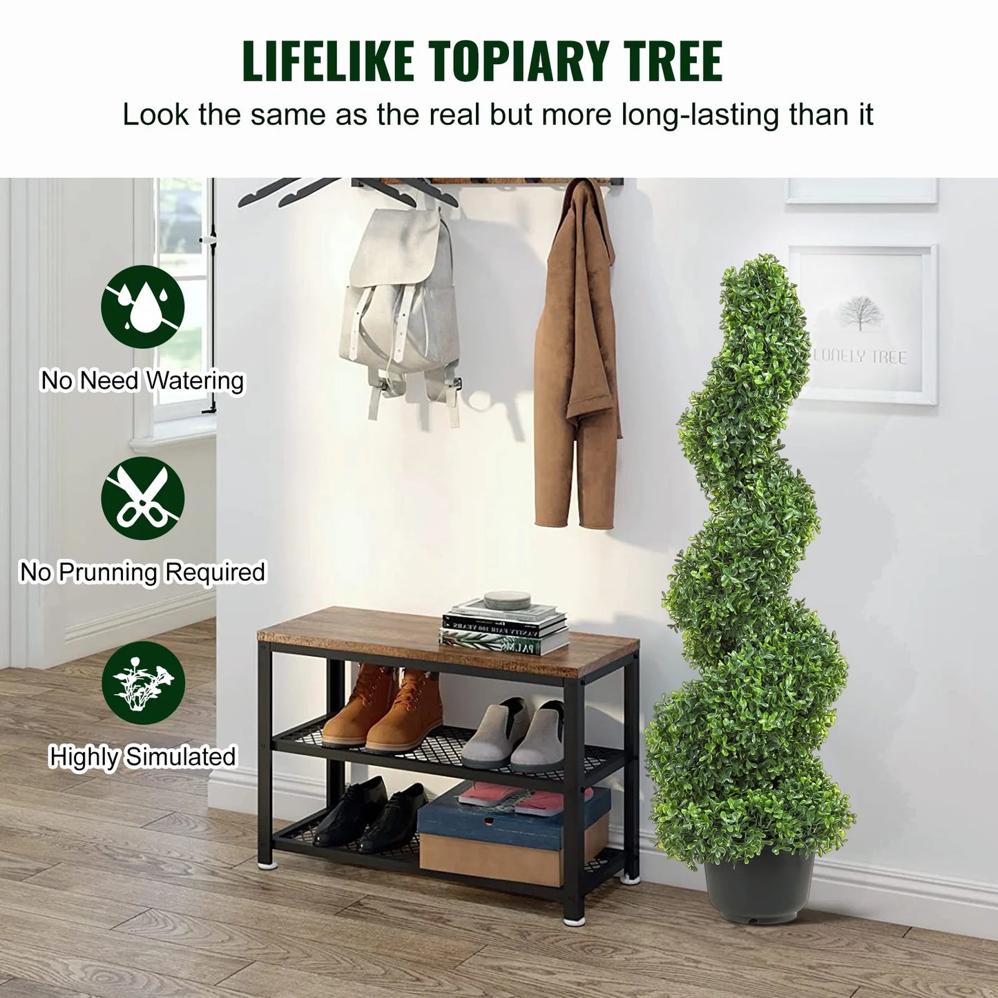 VEVOR 1/2pcs Artificial Boxwood Tower Topiary Plant 24/36/48in