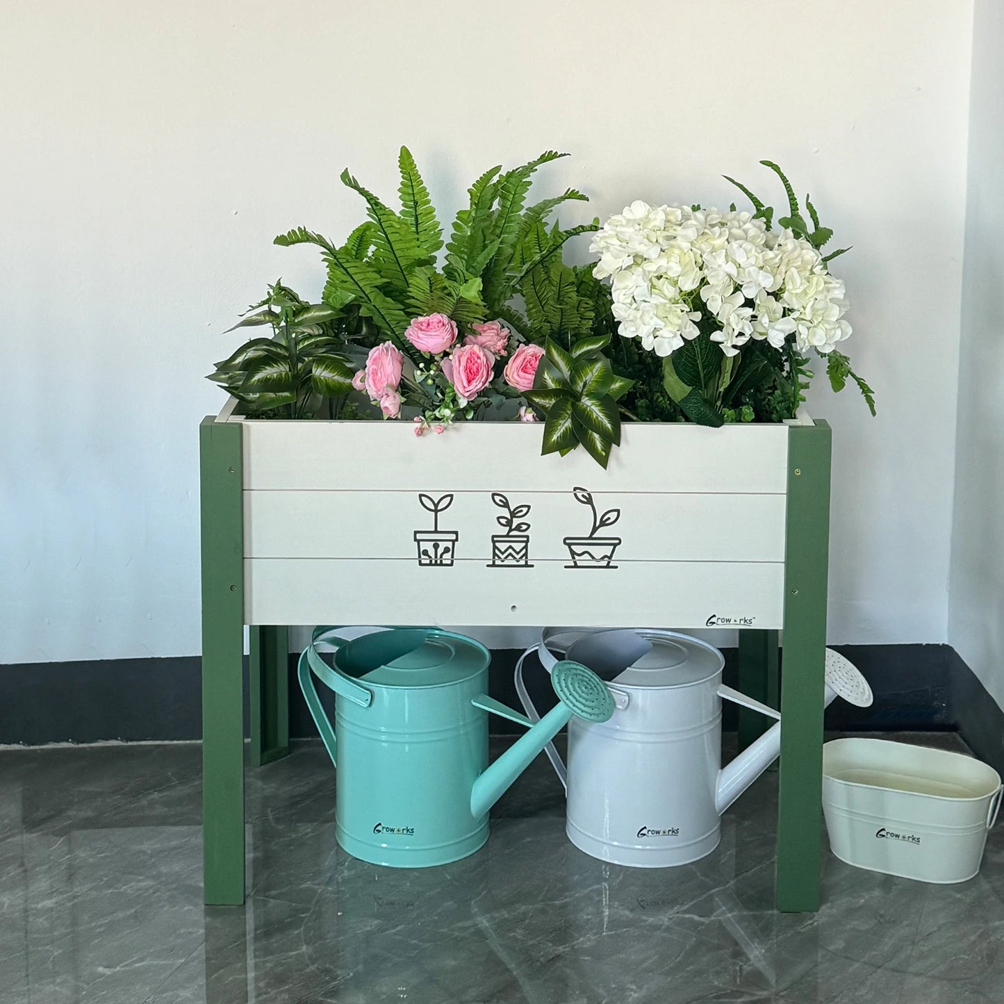 Groworks Elevated Wooden Planter Box 30L X 17.7W X 23.8H Outdoor Gardening Raised Garden Bed with Long Feet for Planting