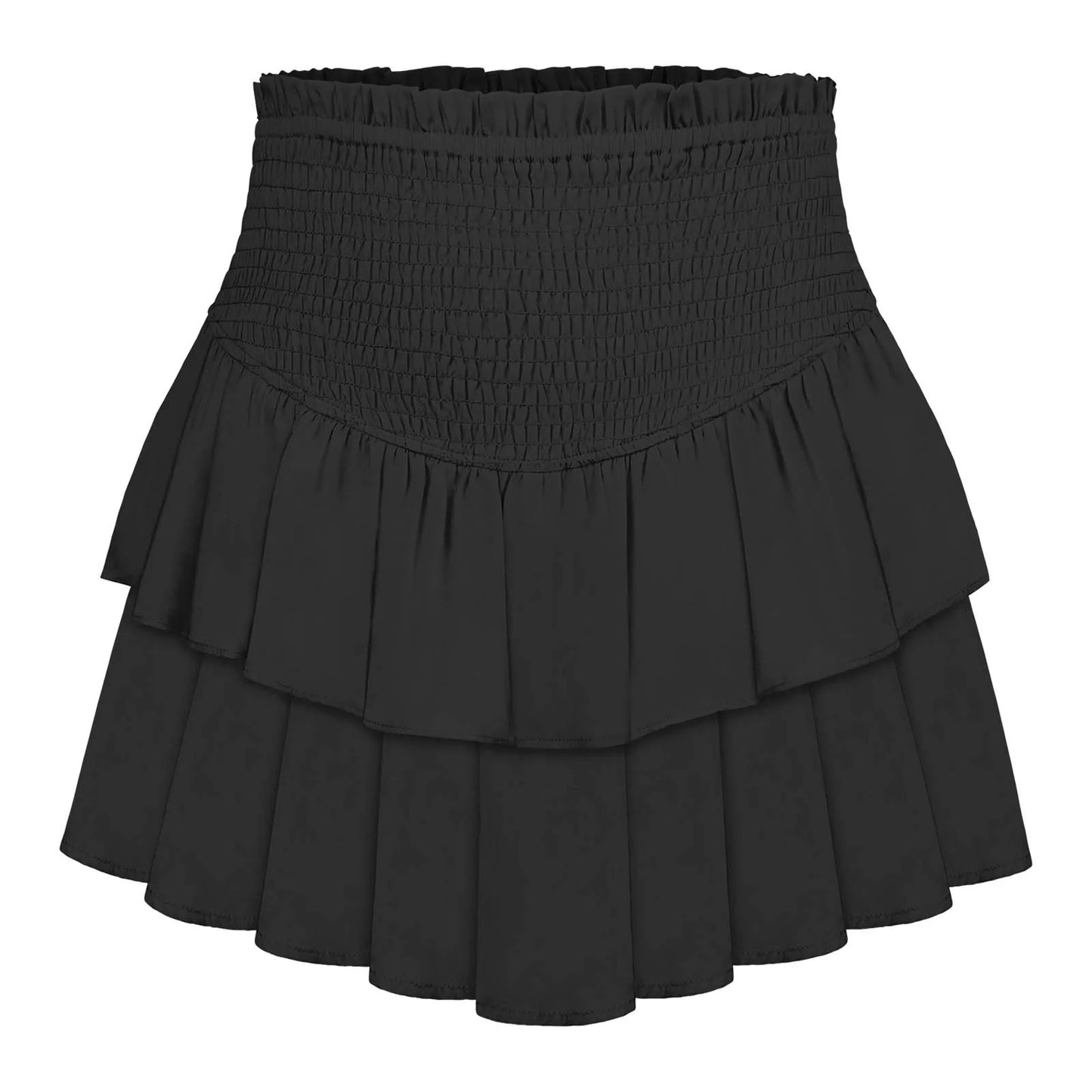 Ruffles Mini Skirts 2024 Summer Solid Color High Waist A Line Skirt