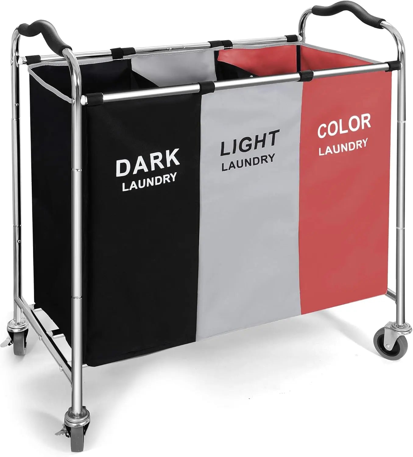 Laundry Basket with Wheels, 240l Laundry Hamper with 3 Section Laundry Bag for Dirty Clothes, Dorm Room Essentials