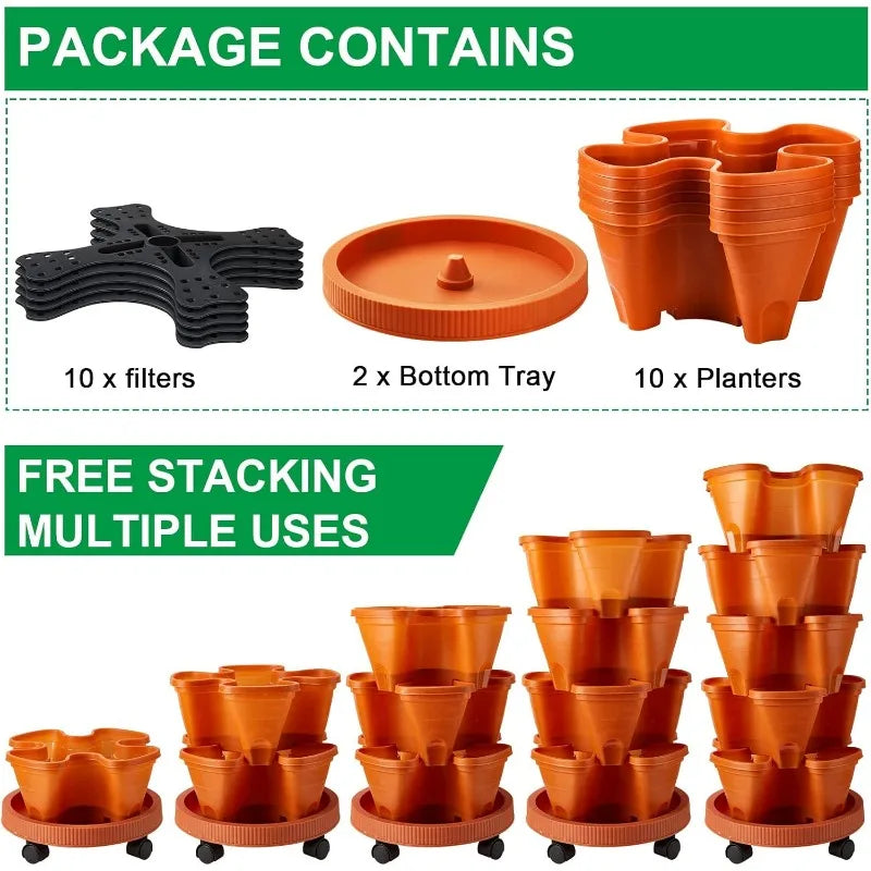 2 Set 5 Tier Stackable Planters Vertical Garden Planters