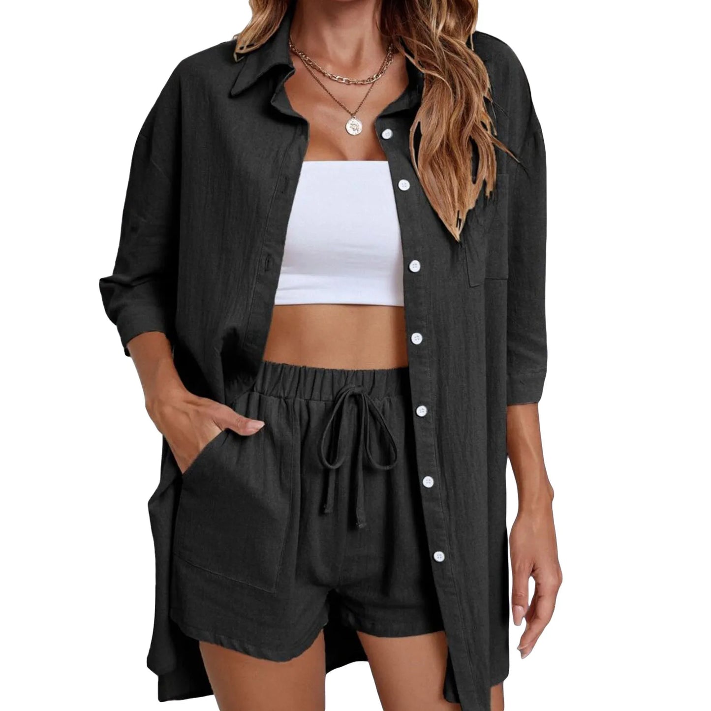 Women’s Casual 2 Piece Outfits Fashion Short Sleeve Set