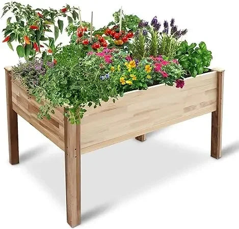 Raised Garden Bed Elevated Wooden Planter Box Stand for Herbs Vegetables Flowers Outdoor Patio Deck