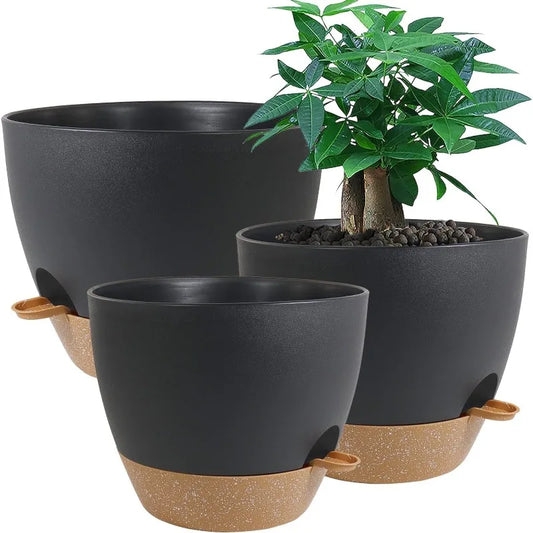Large Self Watering Pots 12 10 9 Plastic Planters High Drainage
