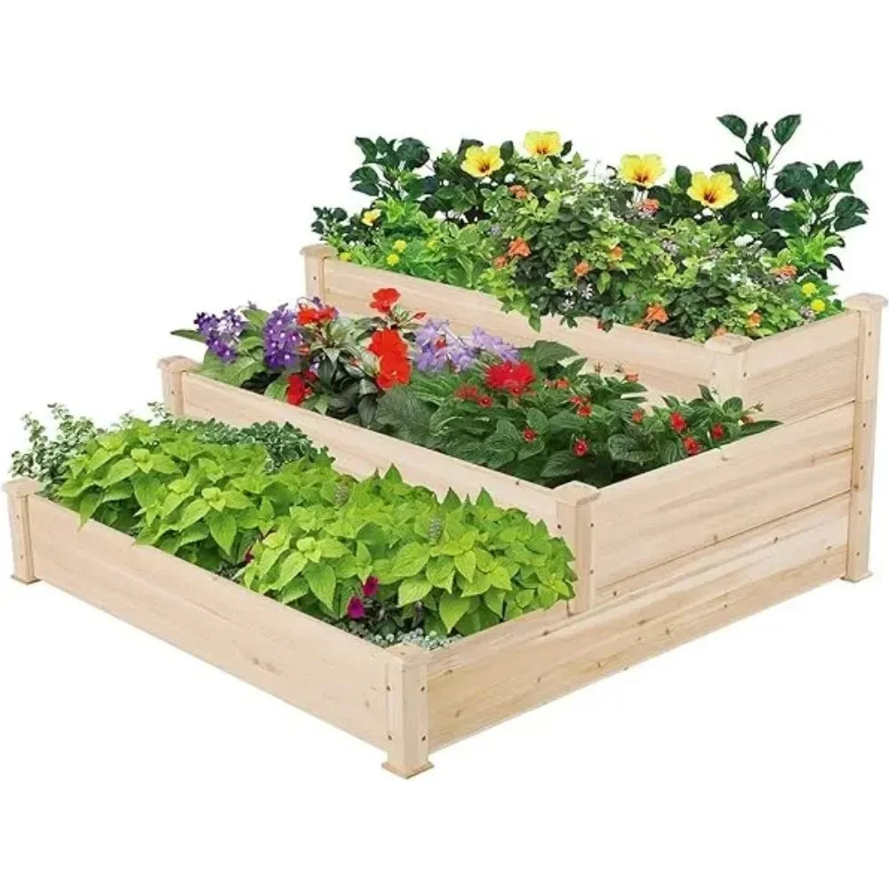 Raised Garden Bed Elevated Wooden Planter Box Stand for Herbs Vegetables Flowers Outdoor Patio Deck