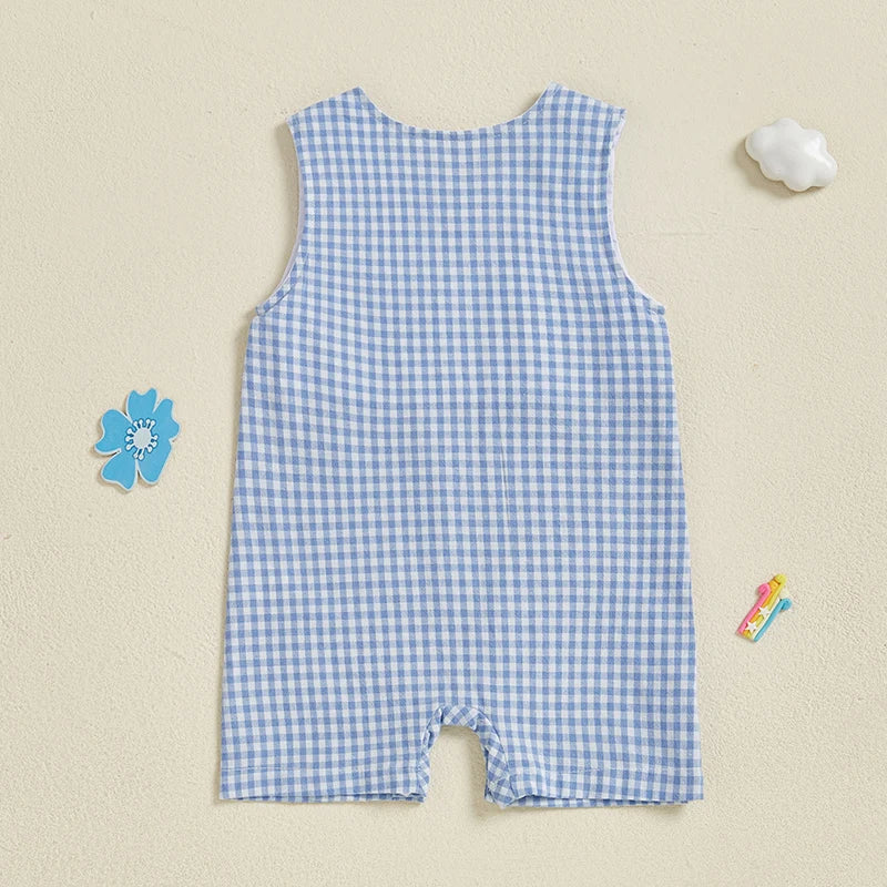 Cute Cartoon Print Short Sleeve Baby Romper Crew Neck Infant Jumpsuit Toddler Overalls for Spring and Summer Wear