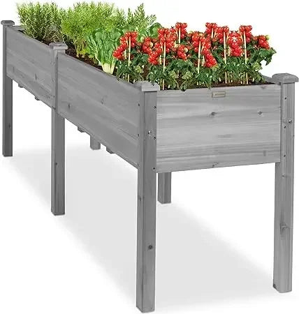 Raised Garden Bed Elevated Wooden Planter Box Stand for Herbs Vegetables Flowers Outdoor Patio Deck