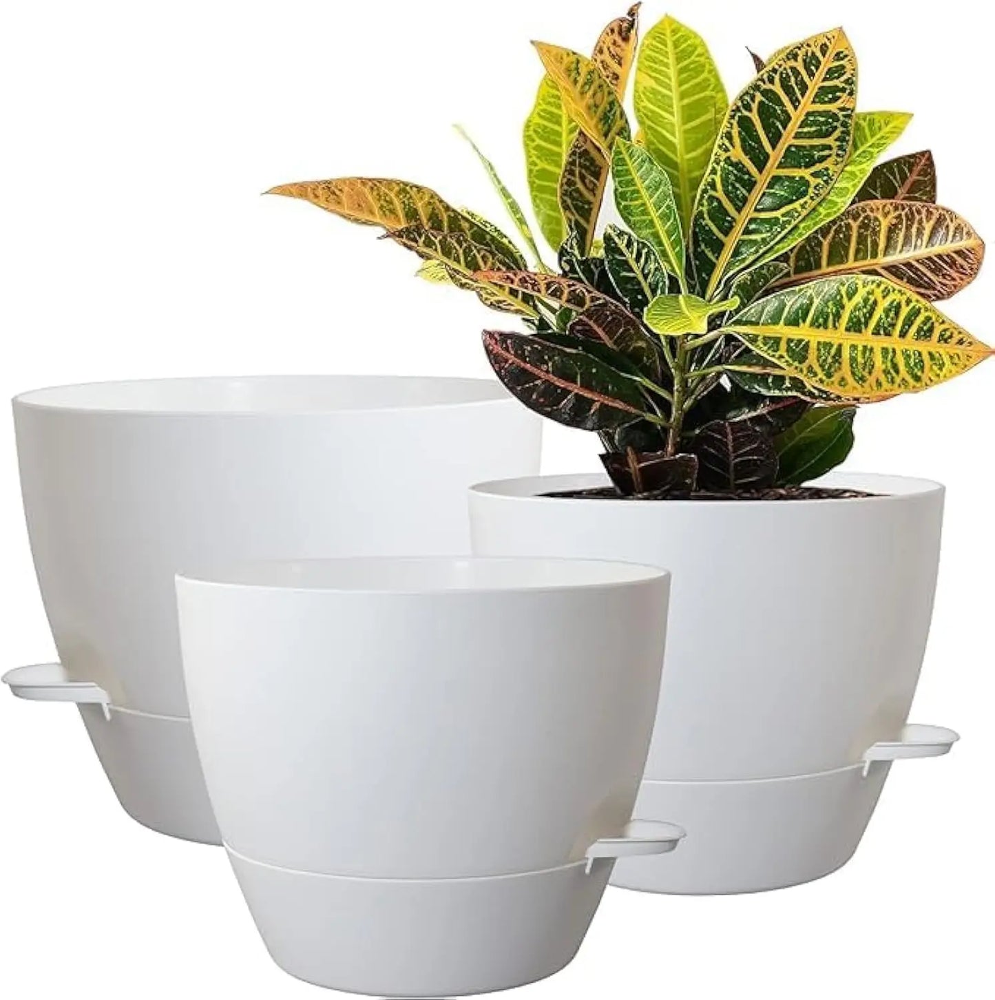 Large Self Watering Pots 12 10 9 Plastic Planters High Drainage