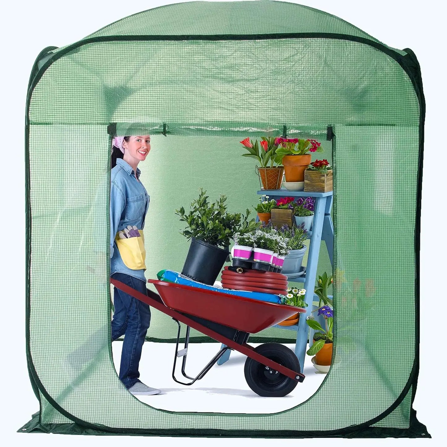 Pop Up Greenhouse Tent,Portable X-Large Walk-in Flower House ,Indoor Outdoor Gardening Plant Sunshine Room with PE Mesh Cloth