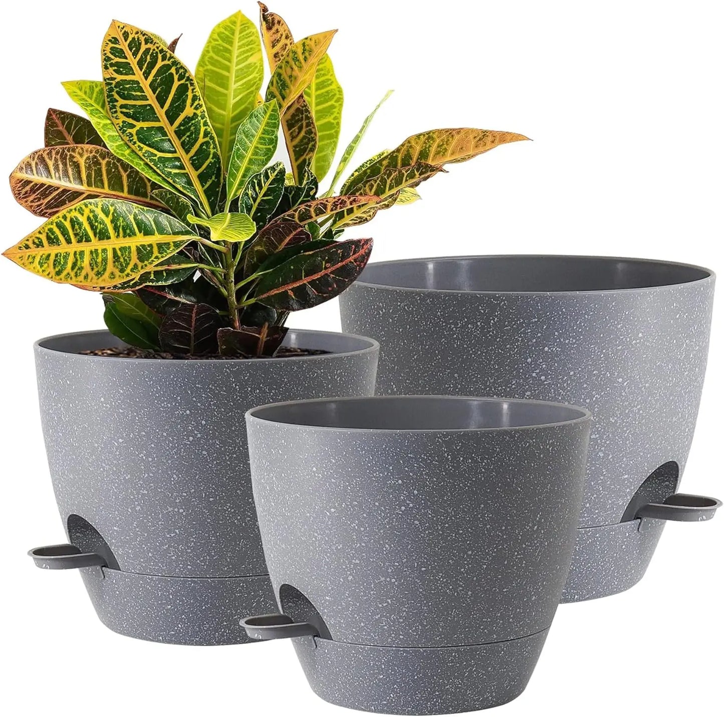 Large Self Watering Pots 12 10 9 Plastic Planters High Drainage