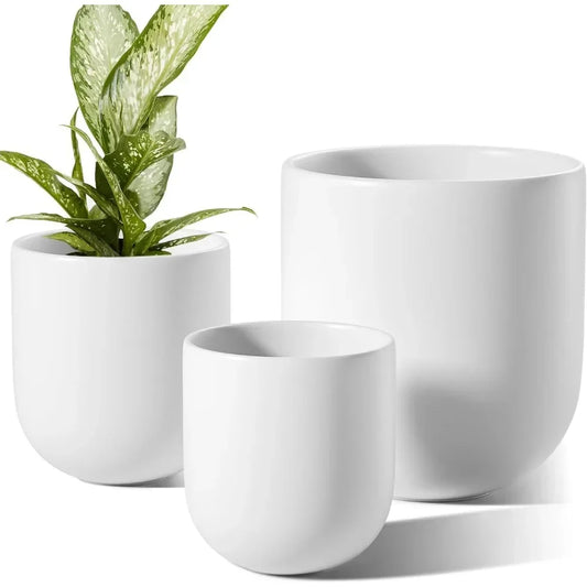 6+8+10 Inch Plant Pots Indoor Ceramic Planters with Drainage