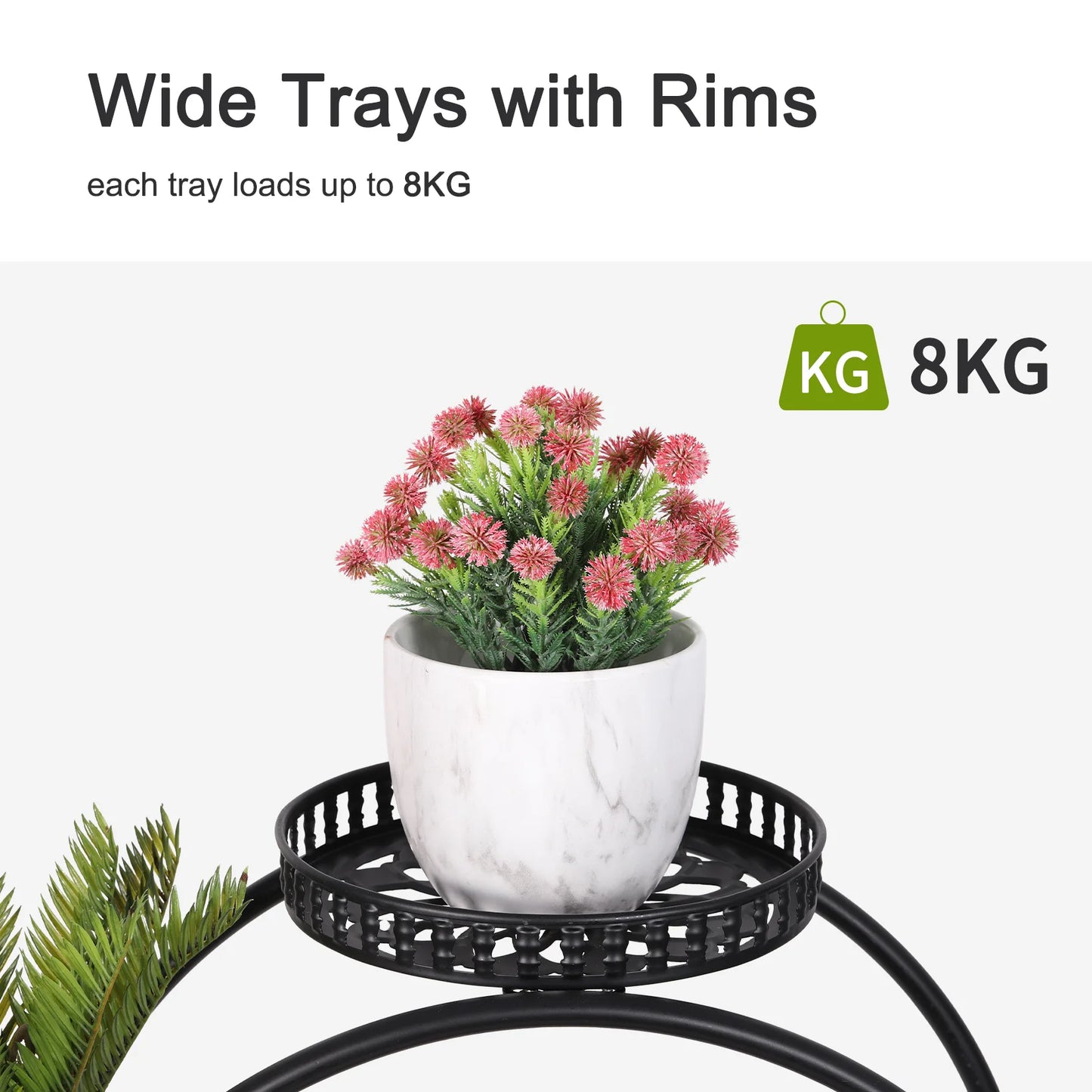 Unho 6 Potted Metal Plant Stand Garden Cart Holder With Wheels
