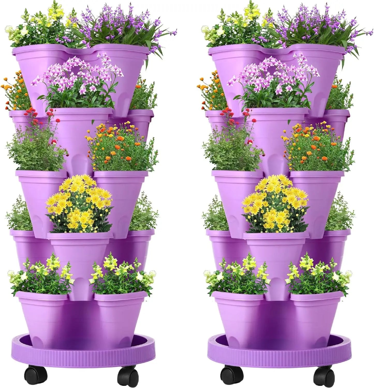 2 Set 5 Tier Stackable Planters Vertical Garden Planters
