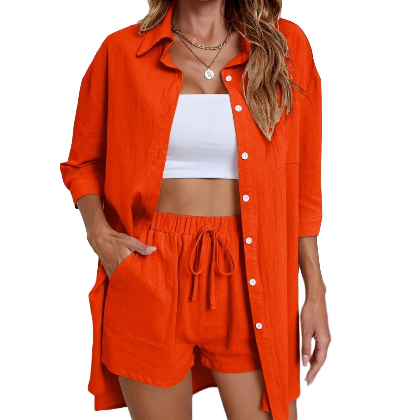 Women’s Casual 2 Piece Outfits Fashion Short Sleeve Set