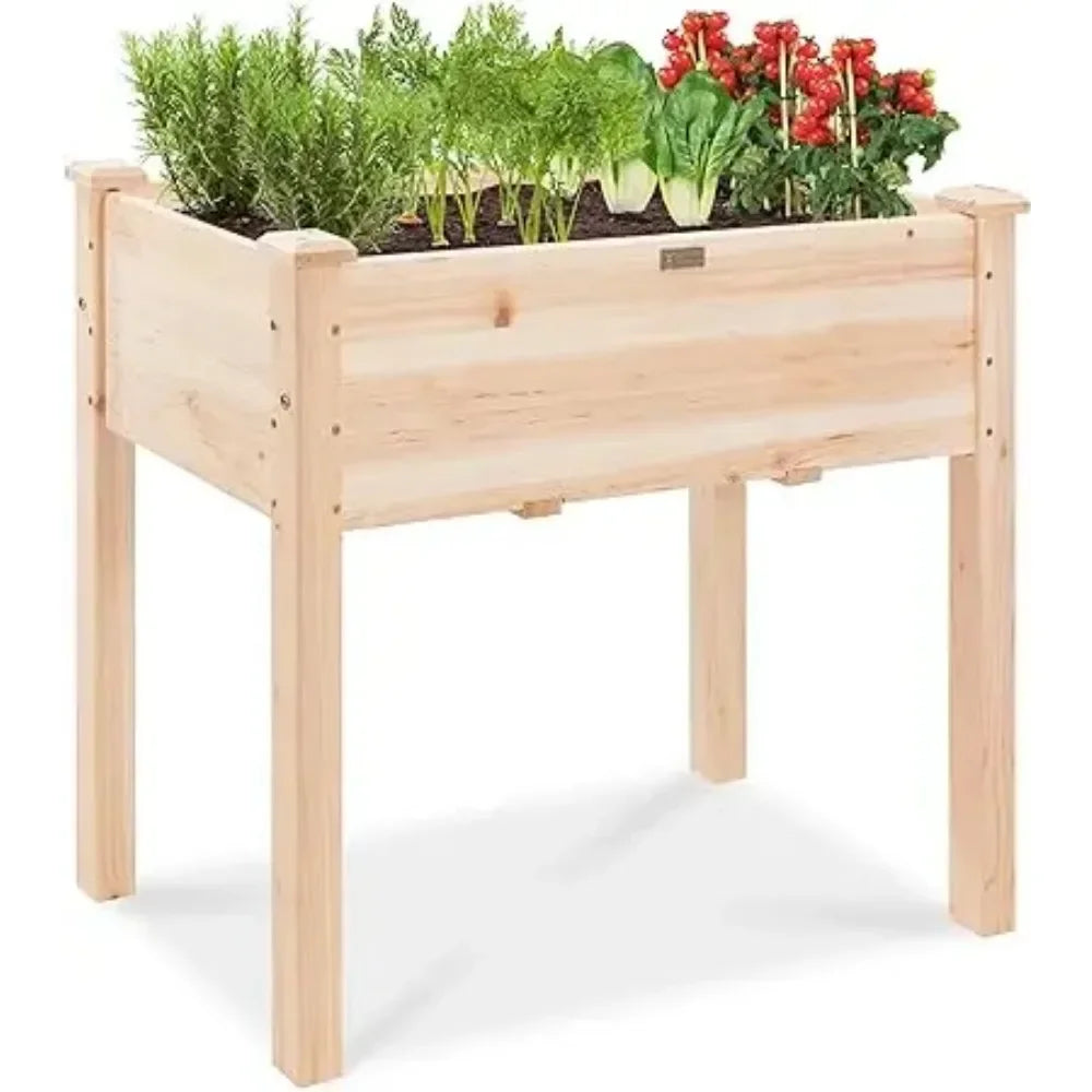 Raised Garden Bed Elevated Wooden Planter Box Stand for Herbs Vegetables Flowers Outdoor Patio Deck