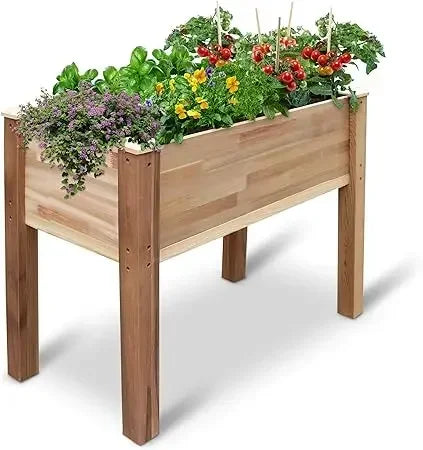 Raised Garden Bed Elevated Wooden Planter Box Stand for Herbs Vegetables Flowers Outdoor Patio Deck