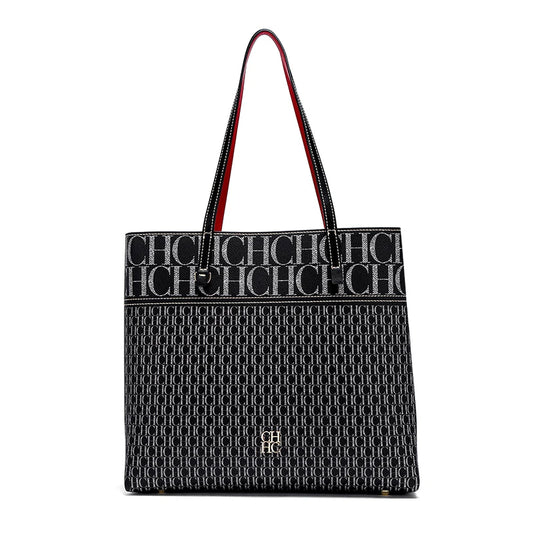 CH Letter Logo Leather Shoulder Bag Brand Women's Bag Large Capacity Resistant Elegant Fashion Casual with Base